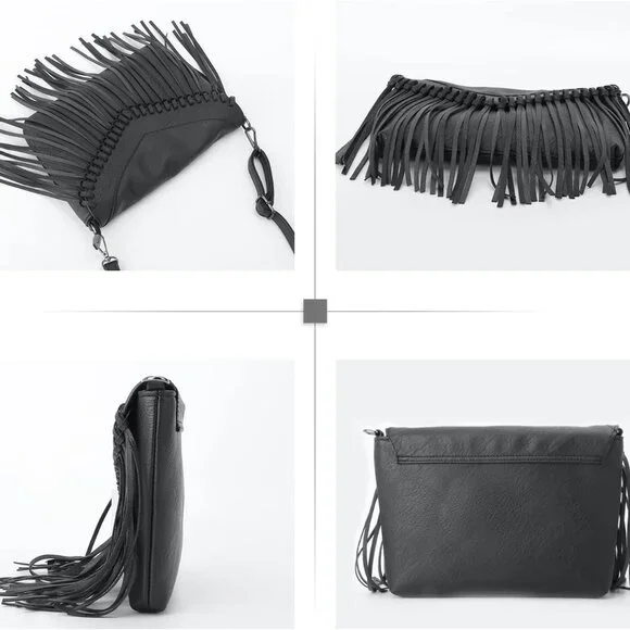 Fringe Crossbody Purse for Women Western Cowgirl Purse Leather Tassel Fanny Pack - Picture 5 of 7